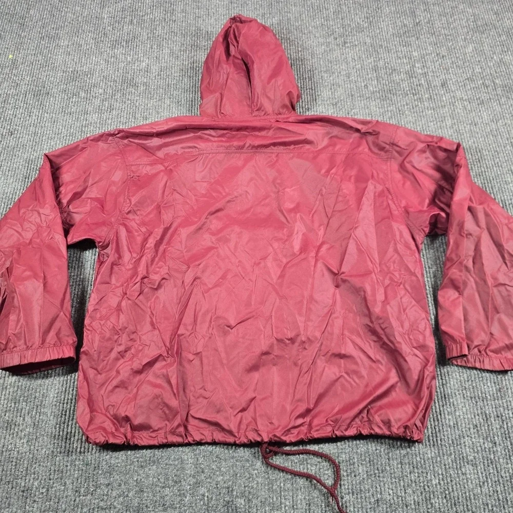 IZOD Jacket Mens XL Red Nylon Hooded Anorak Pullover 1/4 Zip Windbreaker
